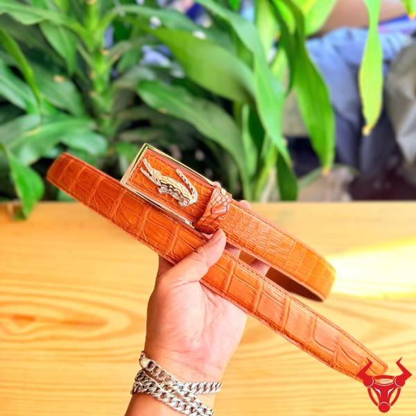Thắt lưng da cá sấu TSK122 khóa bấm lỗ cao cấp