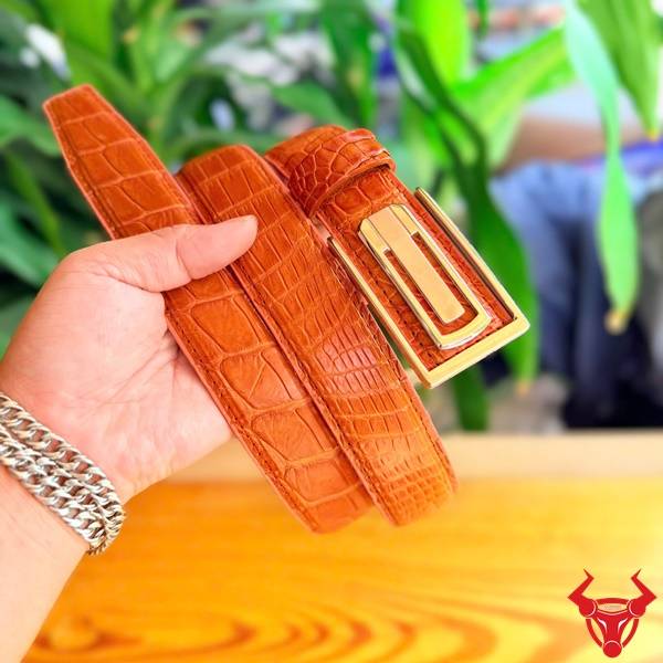 Thắt lưng da cá sấu TSK131-A khóa thép bấm lỗ cao cấp