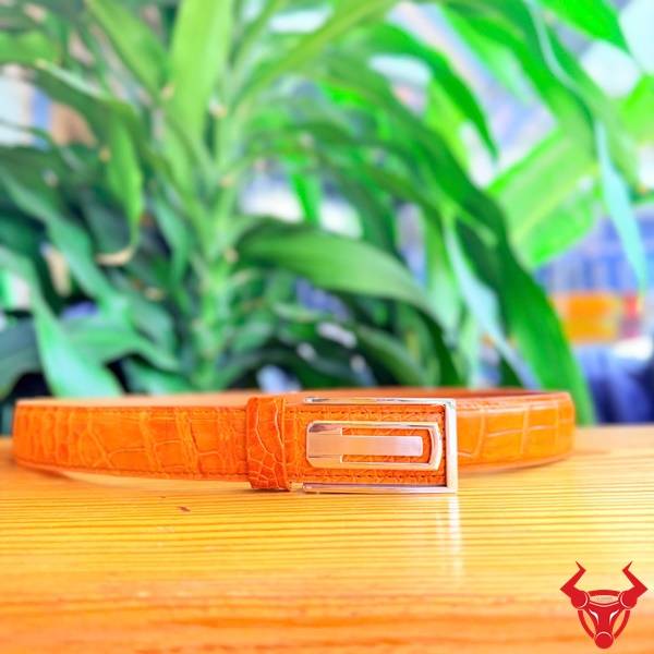 Thắt lưng da cá sấu TSK131-A màu vàng cam thời trang