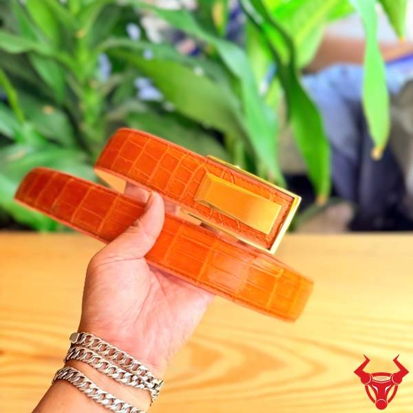 Thắt lưng da cá sấu TSK131-B khóa thép bấm lỗ cao cấp