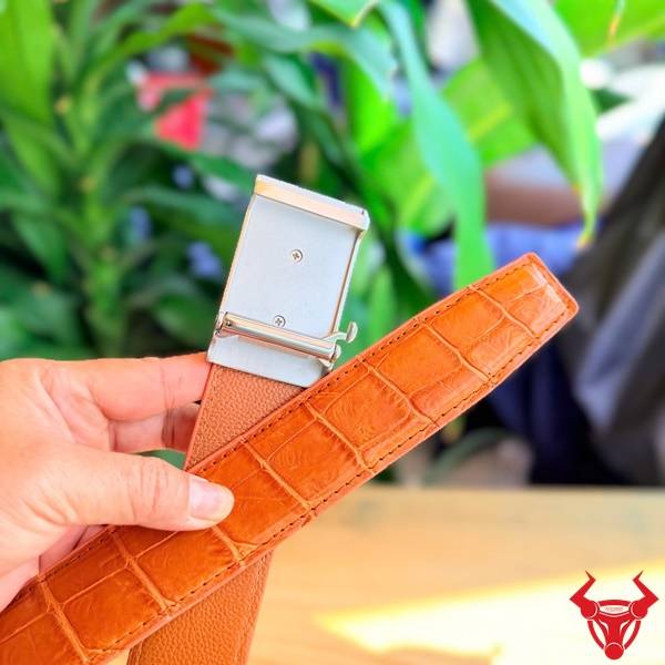 Thắt lưng da cá sấu TSK135 phong cách nổi bật màu vàng cam
