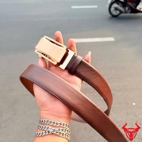 Thắt lưng nam da bò Nappa màu nâu thiết kế sang trọng cao cấp