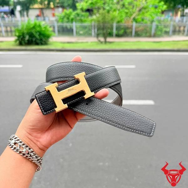 Thắt lưng nam da bò Togo Ý TLK16 khoá H đồng cao cấp