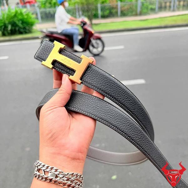 Thắt lưng da bò Togo Ý TLK16 khoá H đồng quý phái