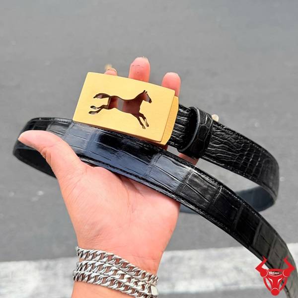 Dây lưng nam da cá sấu liền bụng TSK4 khóa thép ngựa thời trang