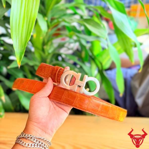 Thắt lưng da cá sấu dây liền TSK90 cao cấp