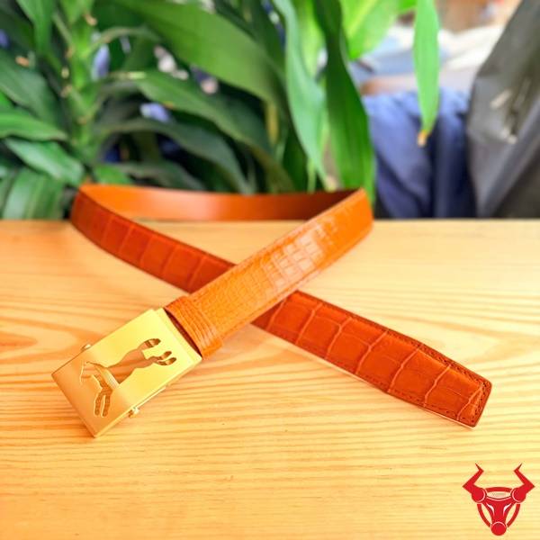 Thắt lưng da cá sấu Thái Lan dây liền TSK4 màu vàng cam