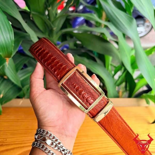 Dây lưng da đà điểu vân vảy chân độc đáo