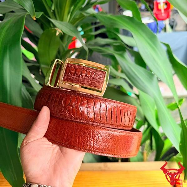 Thắt lưng da đà điểu vảy chân cao cấp cho nam