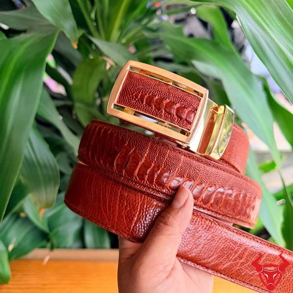 Thắt lưng da đà điểu vân tự nhiên cao cấp