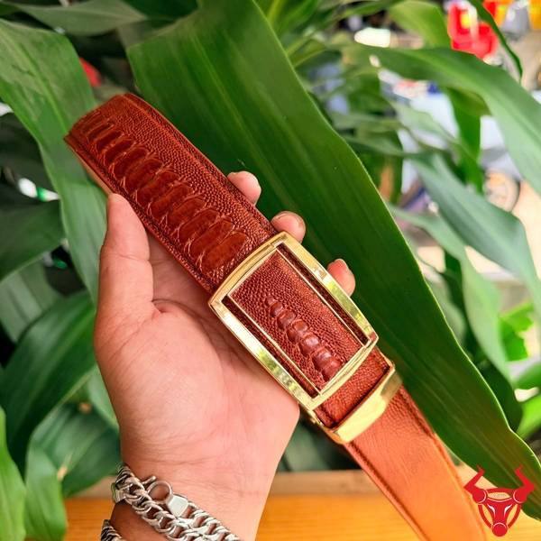 Thắt lưng da đà điểu nâu đỏ tinh tế