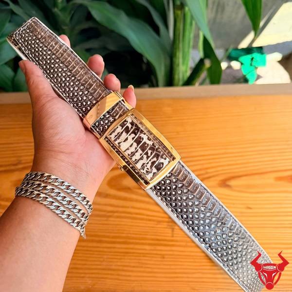Dây lưng nam da rắn hổ mang TLA16B2 khóa vàng phong cách