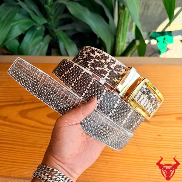 Thắt lưng nam da rắn hổ mang TLA16B2 khóa vàng tinh tế