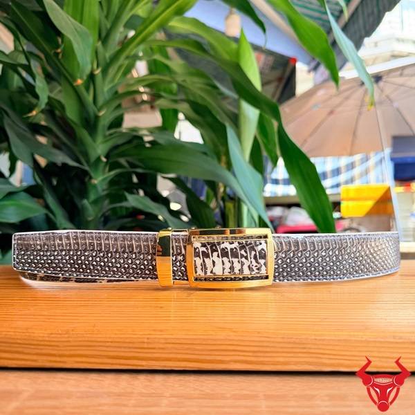 Thắt lưng nam da rắn hổ mang TLA16B2 khóa vàng nổi bật