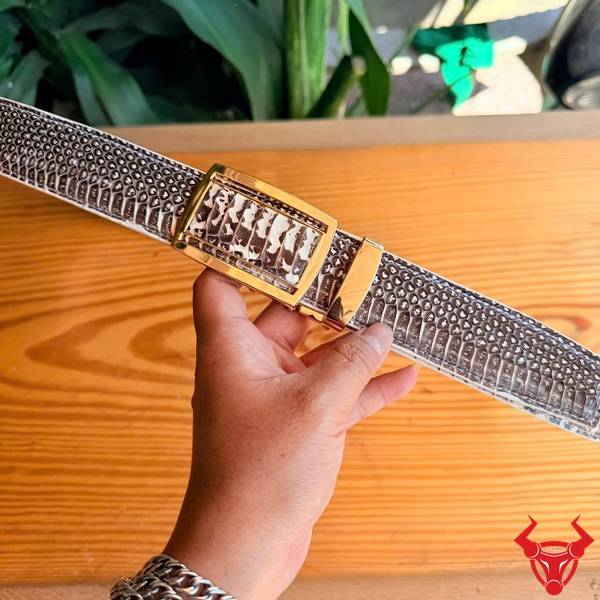 Thắt lưng nam cao cấp TLA16B2 da rắn hổ mang khóa vàng