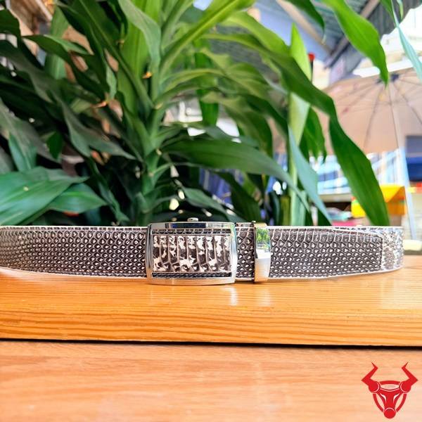 Thắt lưng nam cao cấp TLA16B2 da rắn hổ mang khóa trắng