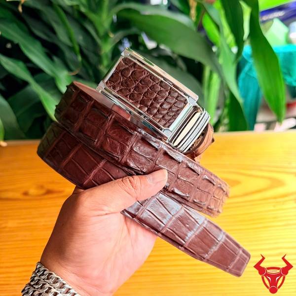 Thắt lưng dây nối da cá sấu gù TLA4B1 màu nâu cao cấp