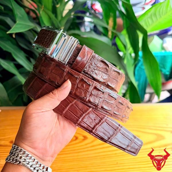 Thắt lưng da cá sấu gù TLA4B1 màu nâu bền bỉ