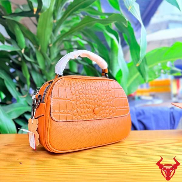 Túi xách nữ da bò vân cá sấu TDN42 màu vàng cam phong cách