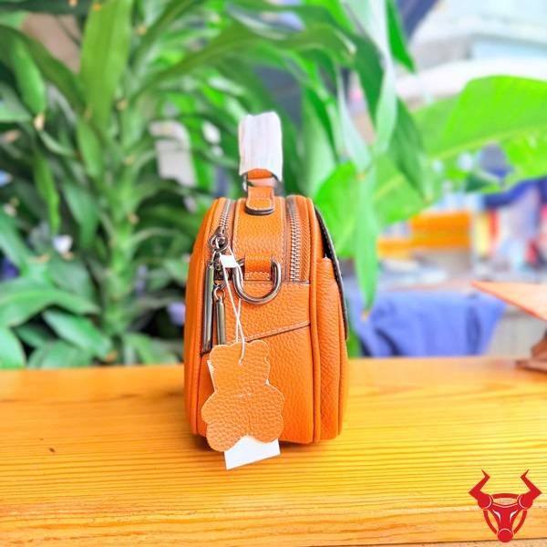 Túi xách nữ cao cấp TDN42 da bò vân cá sấu màu vàng cam