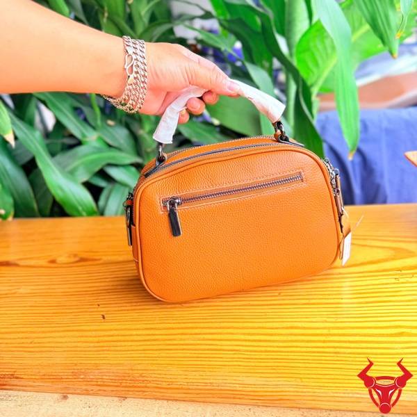 Túi xách nữ TDN42 da bò vân cá sấu màu vàng cam cá tính