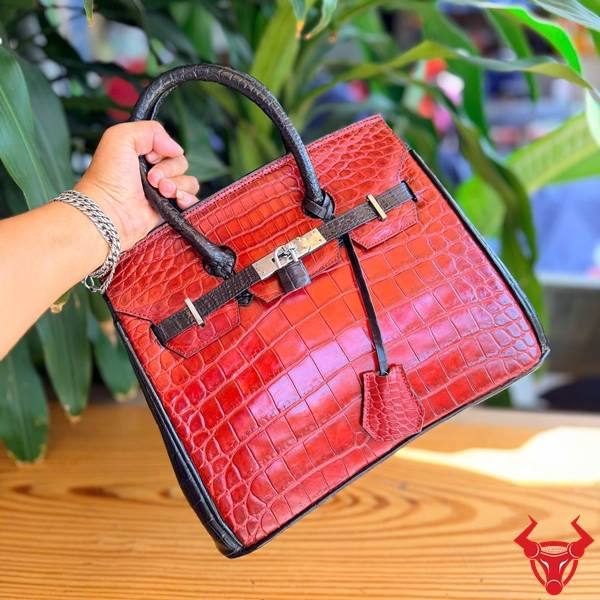 Túi xách nữ da cá sấu thật màu đỏ thiết kế thời trang cao cấp