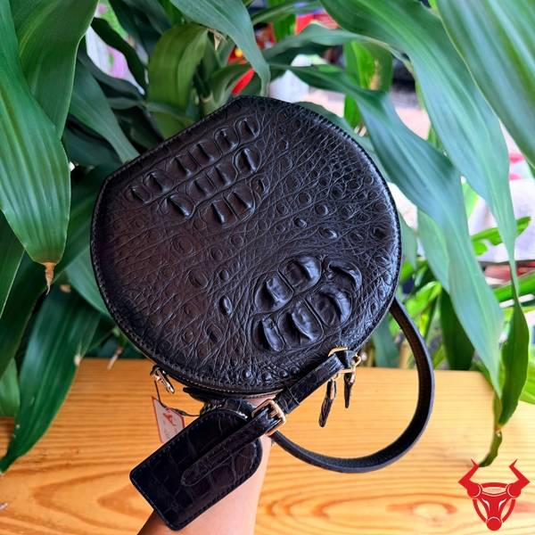 Túi Xách Nữ Form Tròn Da Cá Sấu TWBA4 Cao Cấp Túi xách da cá sấu TWBA4 đen thanh lịch