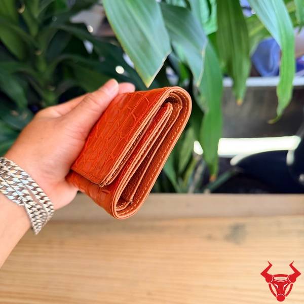 Ví da cá sấu VRA8 3 gấp nhiều ngăn tiện lợi