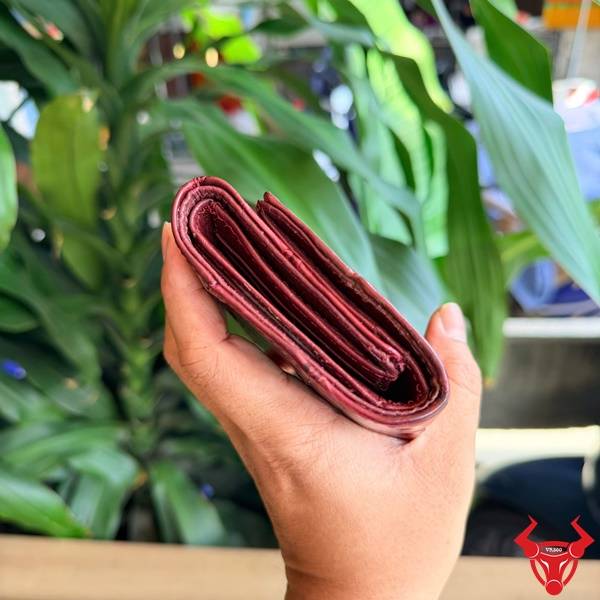 Ví 3 gấp da cá sấu VRA8 bền bỉ màu đỏ mận