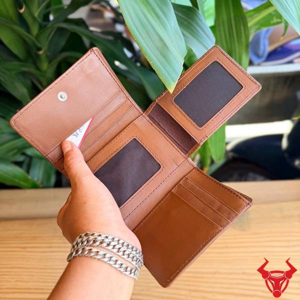 Ví da cá sấu nữ VRA8 thiết kế nhỏ gọn màu nâu cà phê