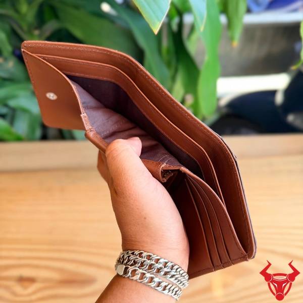 Ví da cá sấu VRA8 3 gấp nhiều ngăn tiện lợi màu nâu