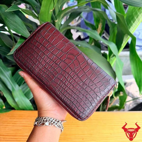 Ví cầm tay da cá sấu 2 ngăn kéo BEA8 tiện dụng