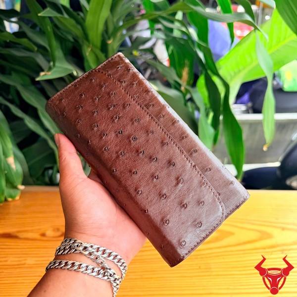 Ví nữ cầm tay da đà điểu vân độc đáo