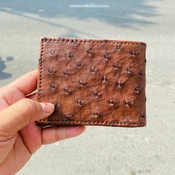 Ví mini nam da đà điểu màu nâu cá tính VGD3