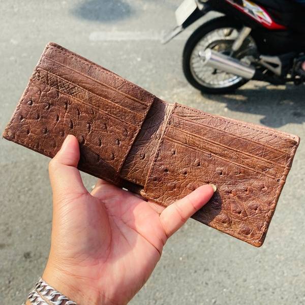 Ví mini nam da đà điểu màu nâu thời trang VGD3