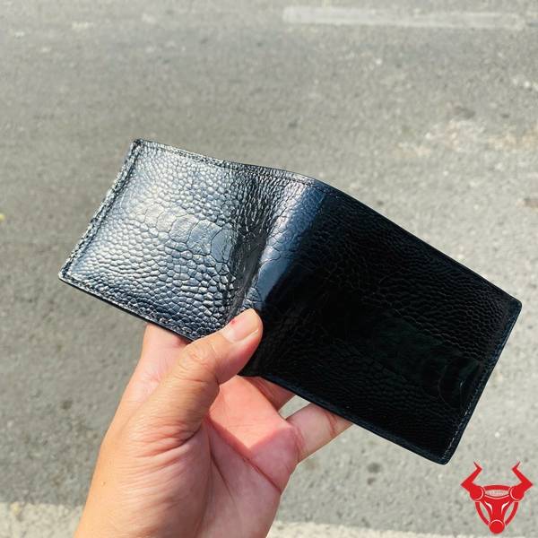 Ví mini da chân đà điểu màu đen sang trọng VGAD1