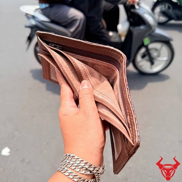 Ví da cá sấu màu nâu mắt 3D phong cách thời trang cao cấp
