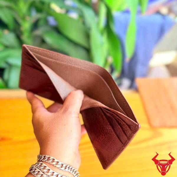 Ví nam da chân đà điểu VCAD1 sơn cạnh màu nâu đỏ đậm