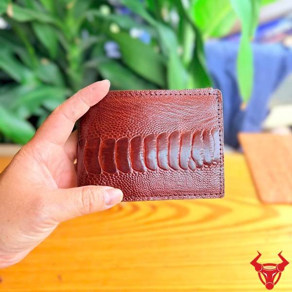 Ví ngang da đà điểu full 2 mặt VCAD1 màu nâu đỏ đậm