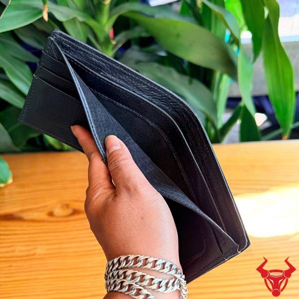 Ví da bò nam màu đen thiết kế tiện dụng VDB84 Ví nam da bò nhỏ gọn tiện lợi VDB84