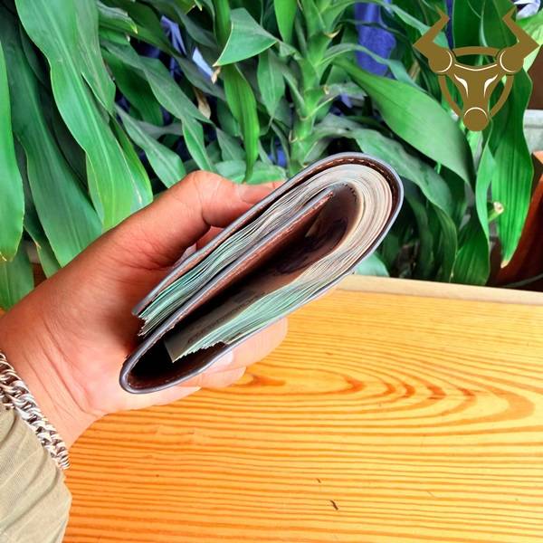 Ví sen da đà điểu full 2 mặt nâu đất thiết kế tinh tế