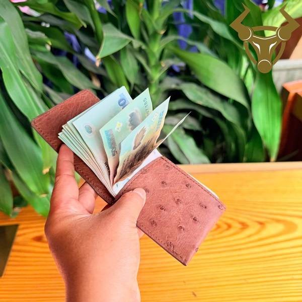 Ví sen da đà điểu màu nâu đất thời trang cao cấp