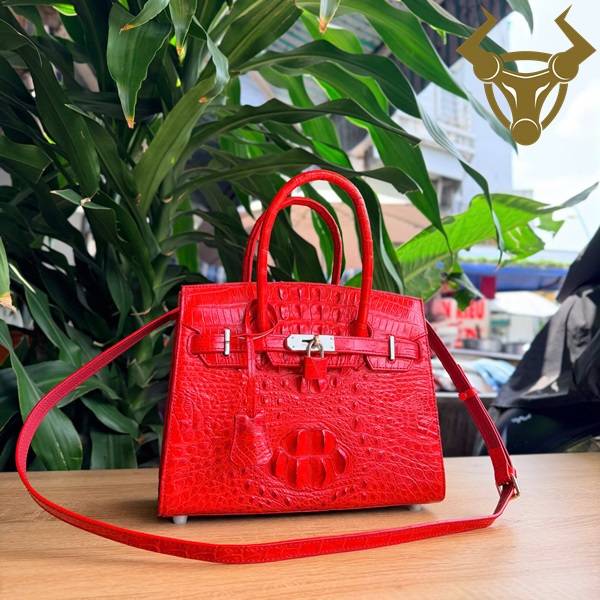 Túi xách da cá sấu thật màu đỏ Ruby thiết kế đẳng cấp sang trọng
