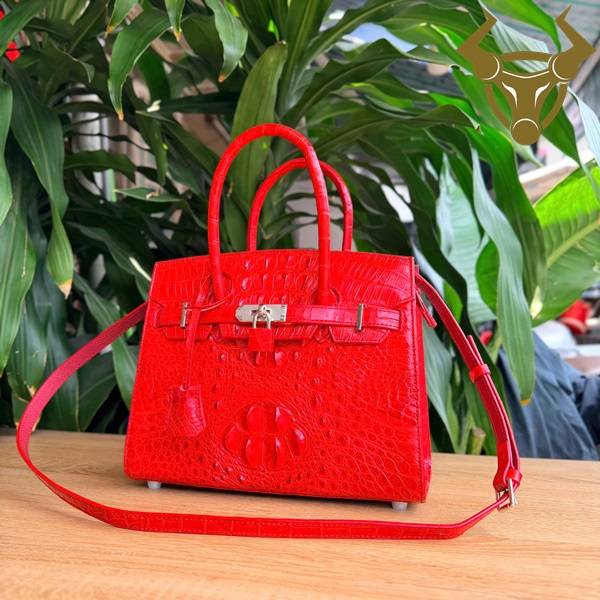 Túi xách da cá sấu đỏ Ruby cao cấp phong cách quý phái