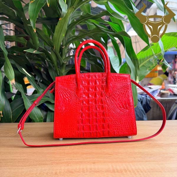 Túi xách da cá sấu đỏ Ruby phong cách thời trang cao cấp