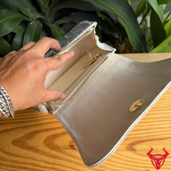 Túi xách nữ da cá sấu thật màu bạch tạng thanh lịch