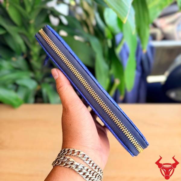 Ví cầm tay da cá sấu màu xanh dương cao cấp thiết kế sang trọng