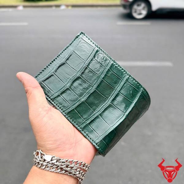 Ví nam da cá sấu xanh lục cao cấp phong cách lịch lãm
