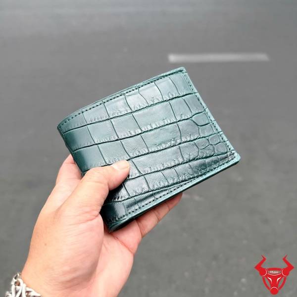 Ví nam da cá sấu Thái Lan màu xanh đen sang trọng hiện đại