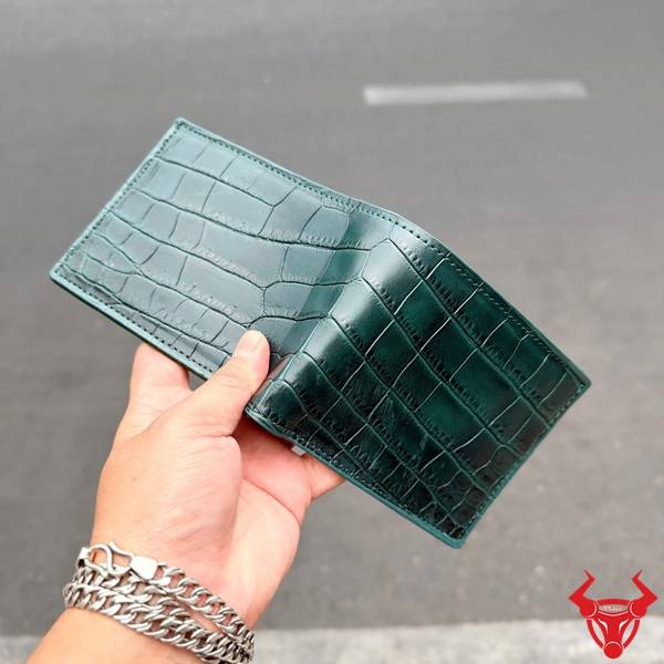 Ví nam da cá sấu xanh đen cao cấp phong cách lịch lãm